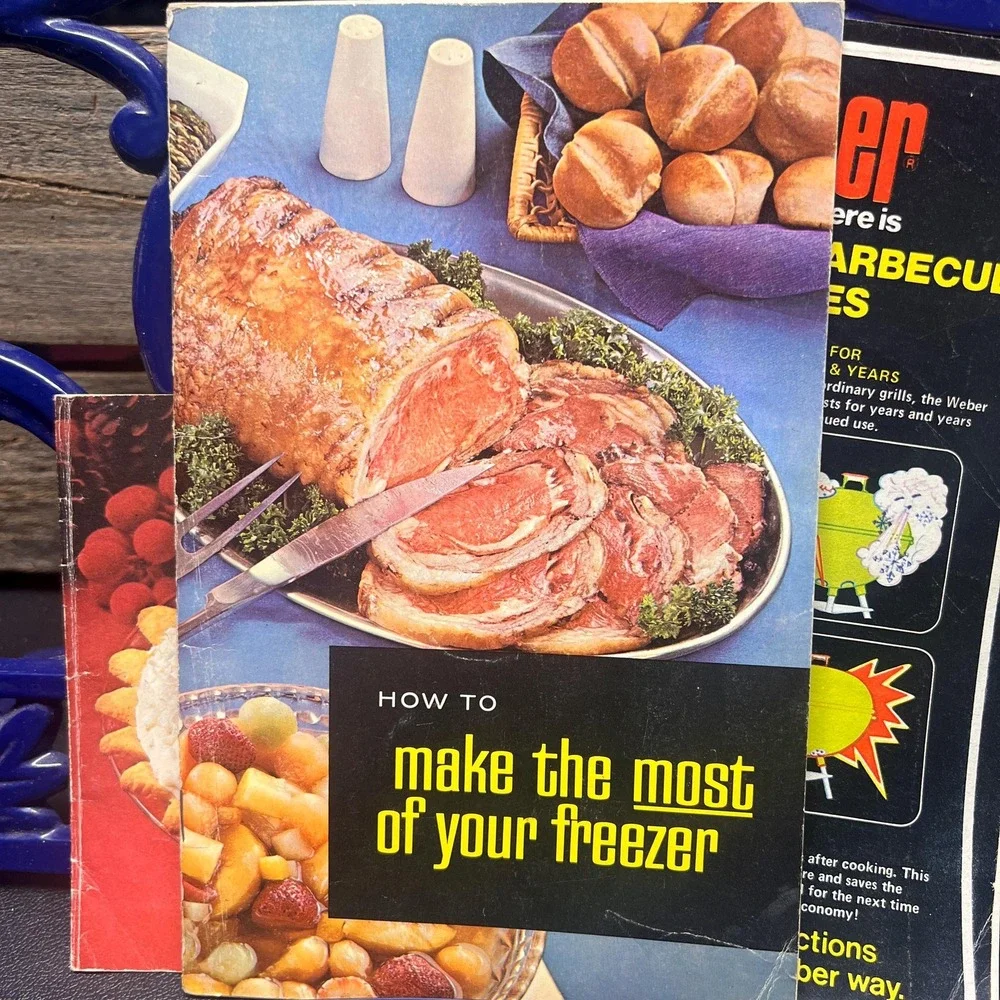 Lot 4 recipe cookbook ephemera, Weber, Betty‎ Crocker, GE Sandwich Grill Freezer